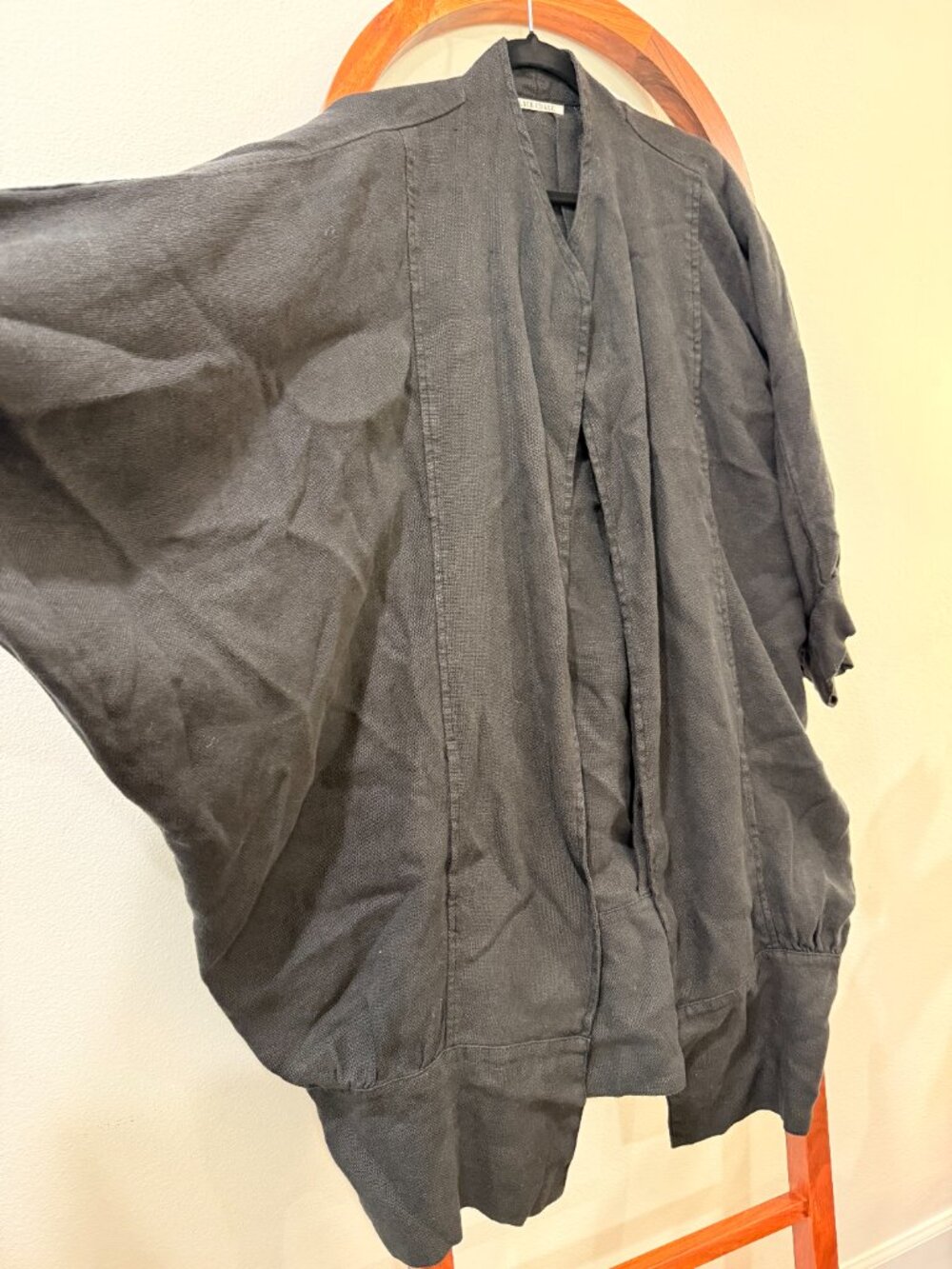 Black Crane - 100% Linen Black Duster / Cardigan - O/S - Picture 4 of 5